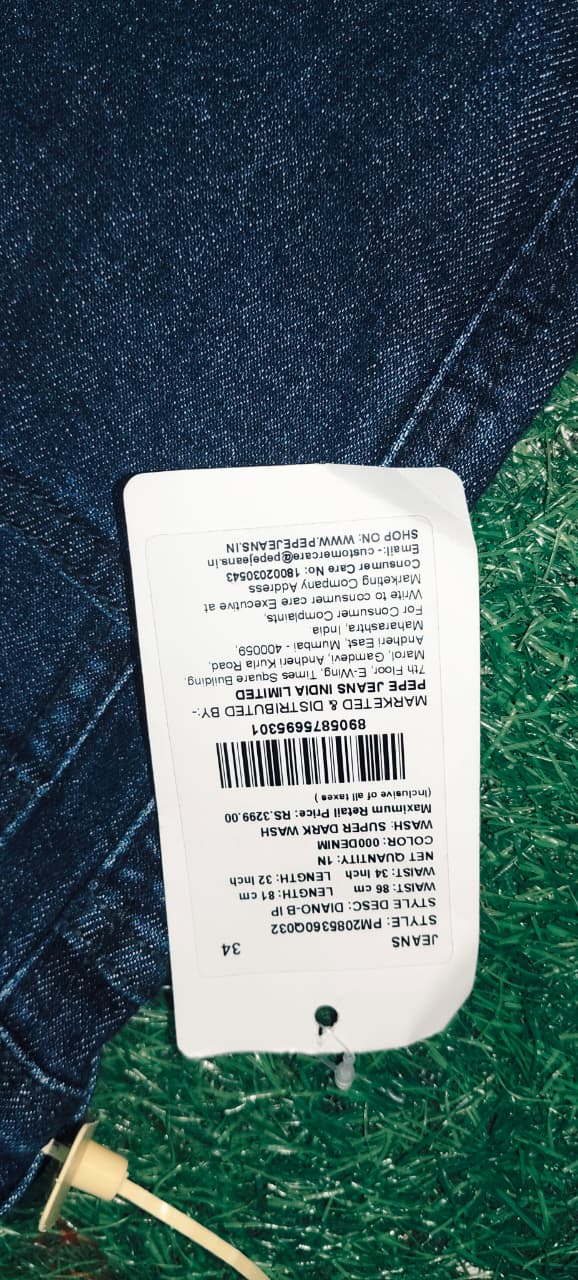 Pepe Jeans Men Super Dark Wash Denim Jeans (Size 34)